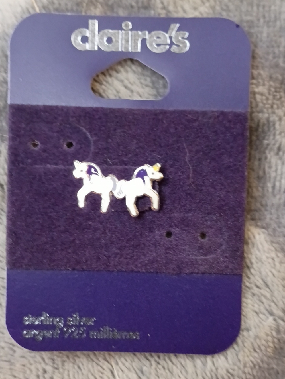 Claire's Purple and White Unicorn Pet Earrings